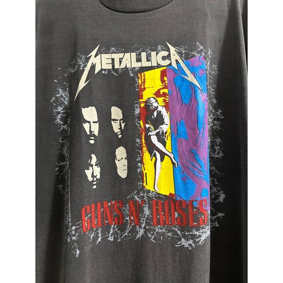 Metallica Guns N Roses Tour 1994 T-shirt Vintage Modern Reprint Single Stitch - Picture 2 of 5